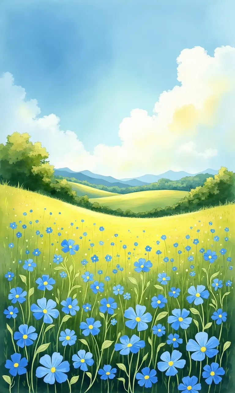 An AI generated image of forget-me-not flowers